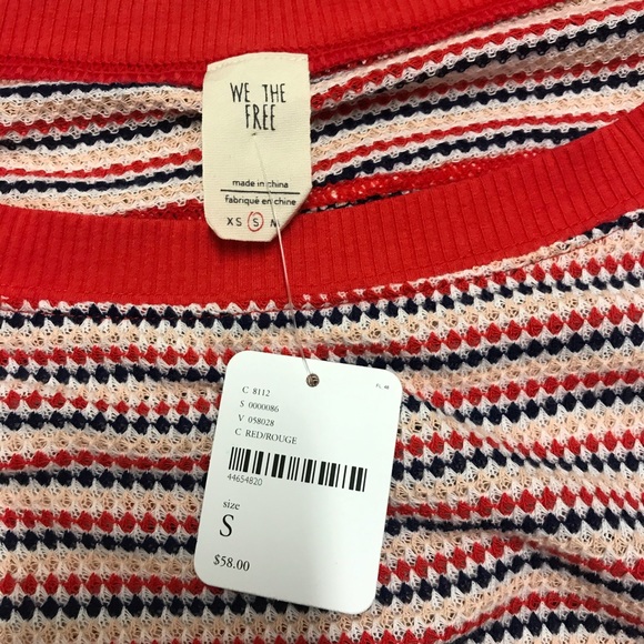NWT Free People Bat Wing Soft Striped Red Top - Picture 3 of 7